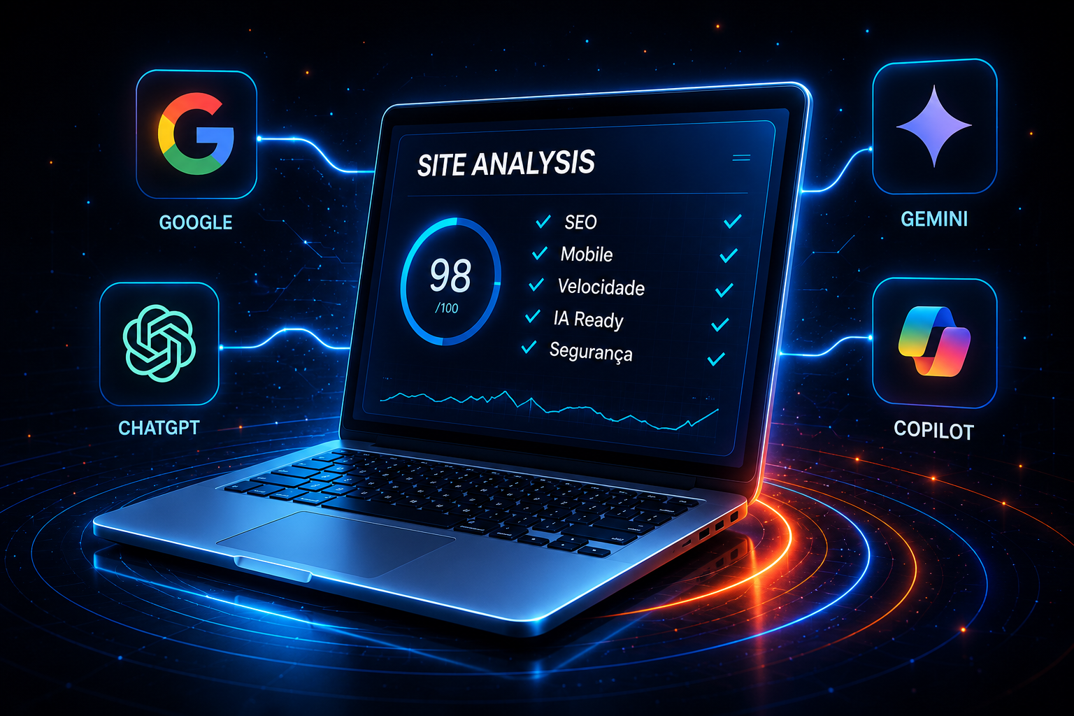 Análise de site por IA: SEO, mobile, velocidade e segurança aprovados